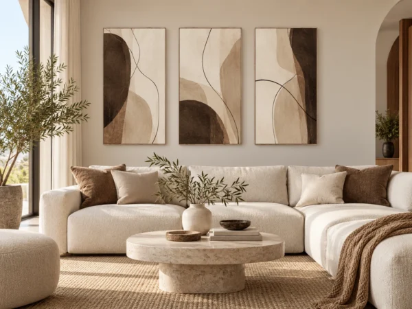Triptyque Abstrait Lignes Organiques - DECO HOUSE