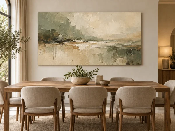 Tableau Abstrait Horizon Sauge - DECO HOUSE