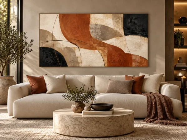 Tableau Abstrait Terracotta Moderne - DECO HOUSE