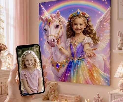 Portrait personnalisé Princesse Rainbow - Tablouk