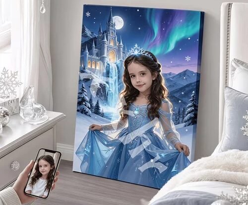Portrait personnalisé Princesse Château Bleu - Tablouk