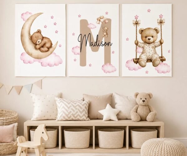 Triptyque Animaux Bébé Prénom - Tablouk