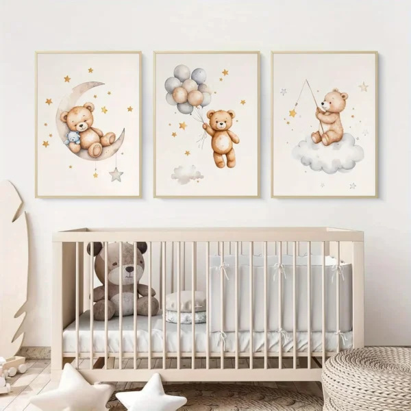 Triptyque Animaux Bébé Pastel - Tablouk Maroc