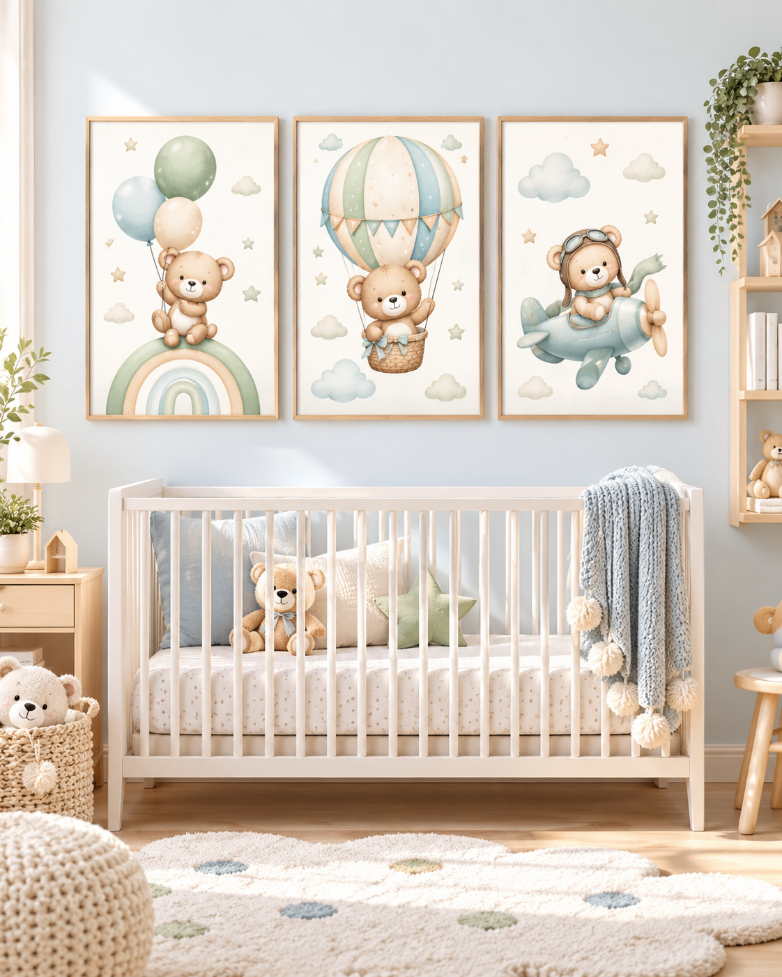 Triptyque enfant vue de face Ours Ballon
