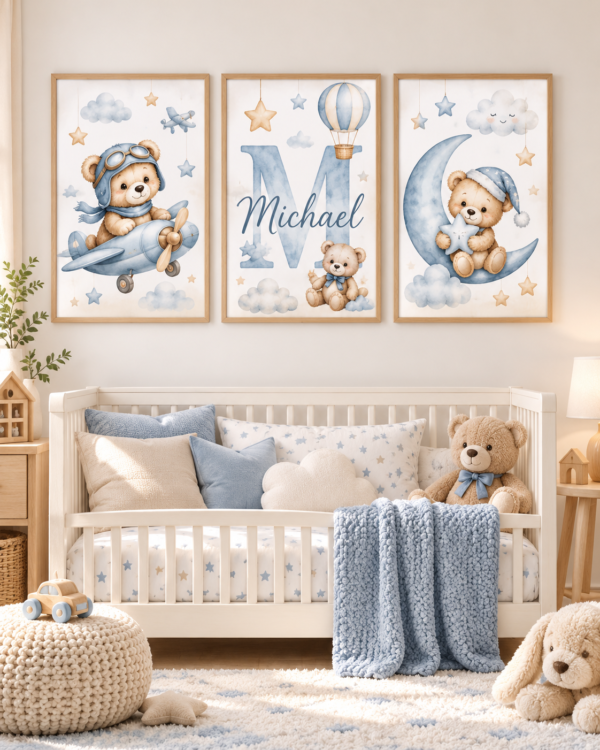 Triptyque enfant vue de face Ourson Voyage