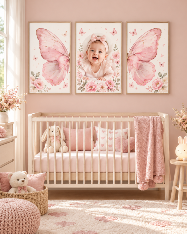 Triptyque enfant vue de face Photo Papillons
