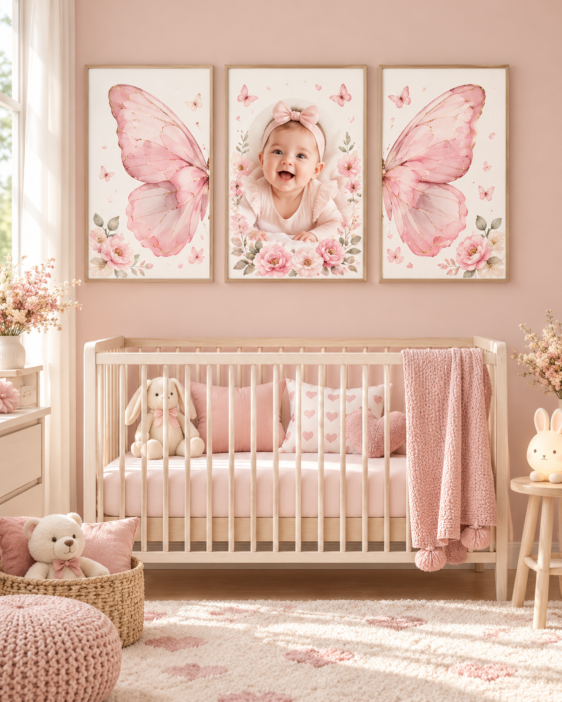 Triptyque enfant vue de face Photo Papillons
