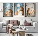 Triptyque Animaux Forêt Pastel - Tablouk Maroc