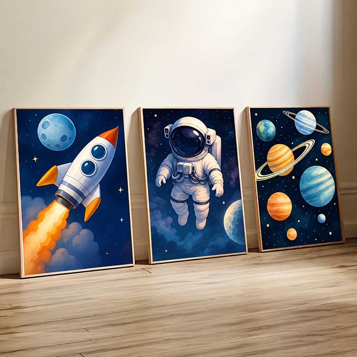 Triptyque Espace Fusée Astronaute - Tablouk Maroc