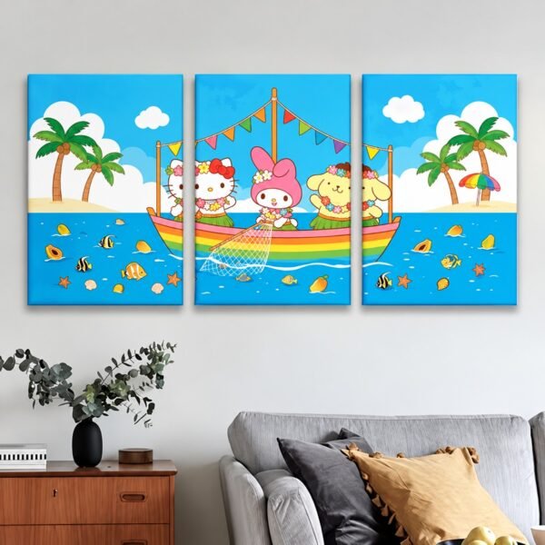 Triptyque Tropical Kawaii - Tablouk Maroc