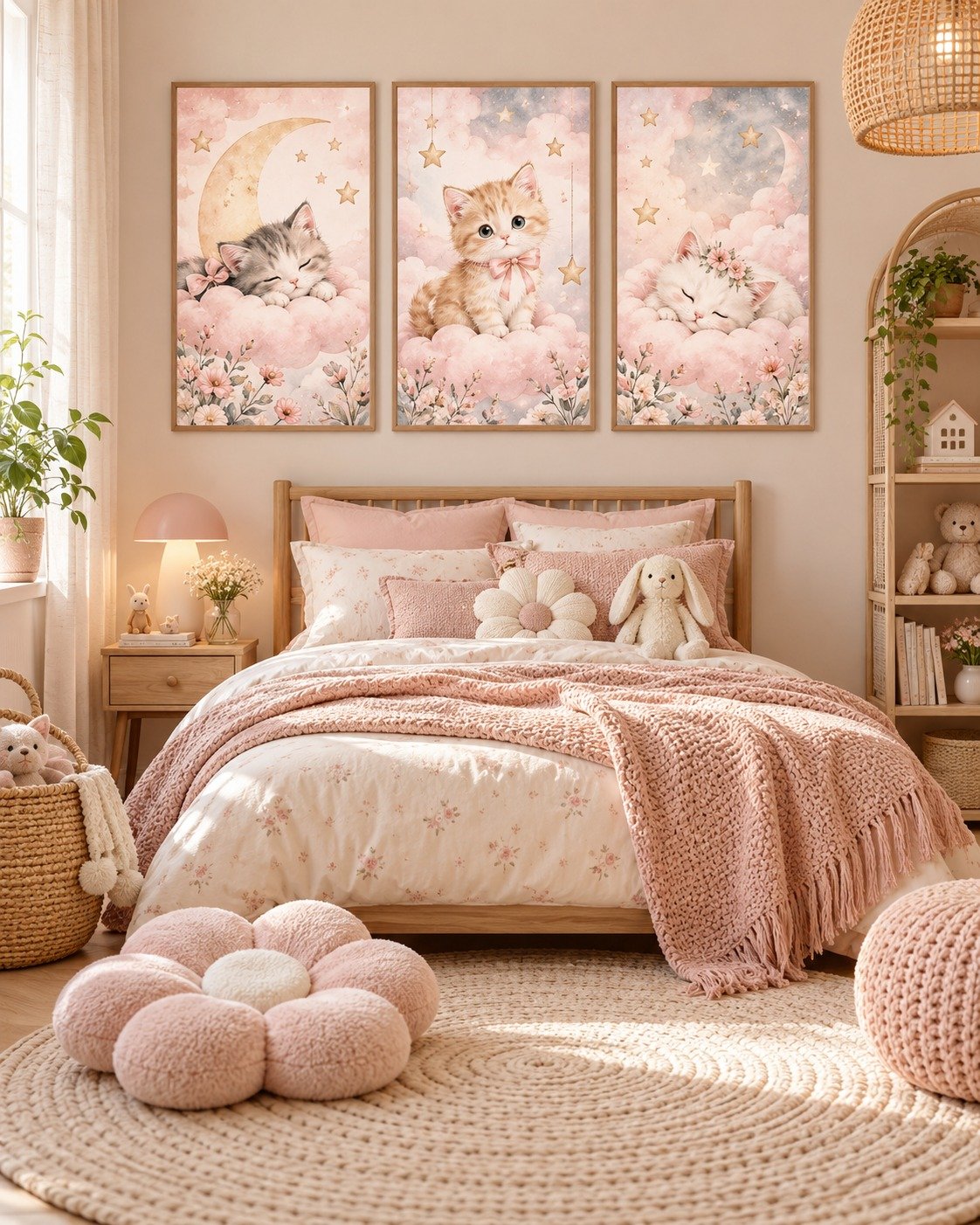Triptyque Enfant – Chatons Pastel