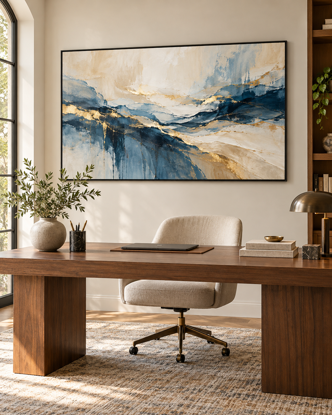 Tableau Bureau – Abstrait Bleu & Or