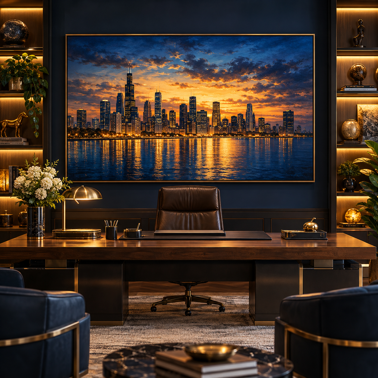 Tableau Bureau – Skyline au Coucher du Soleil