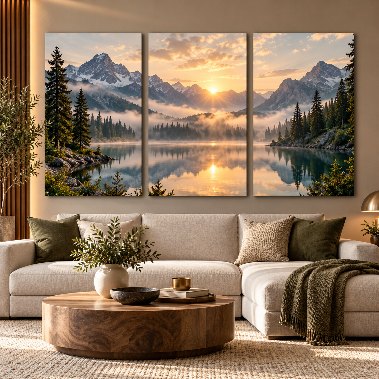 Triptyque Nature – Lac Alpin au Lever du Soleil – DECO HOUSE